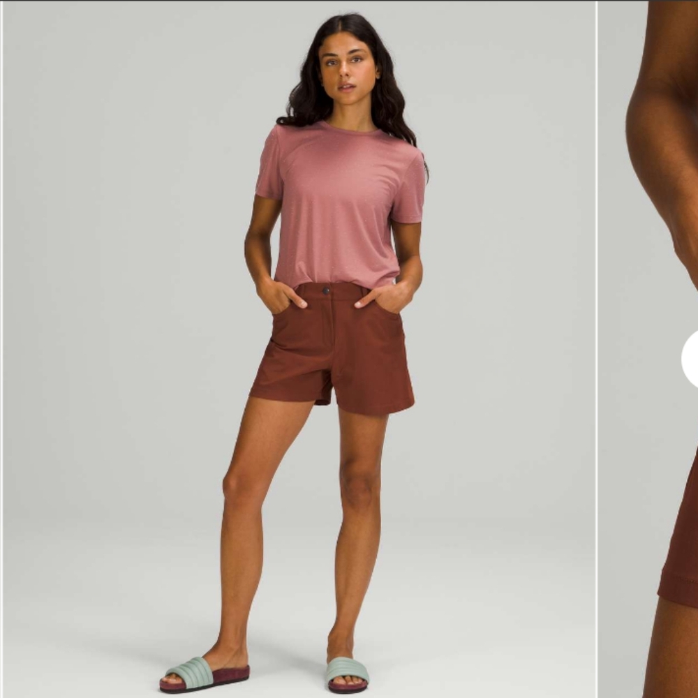 Lululemon City Sleek 5Pocket High Rise Shorts In Terra Cotta